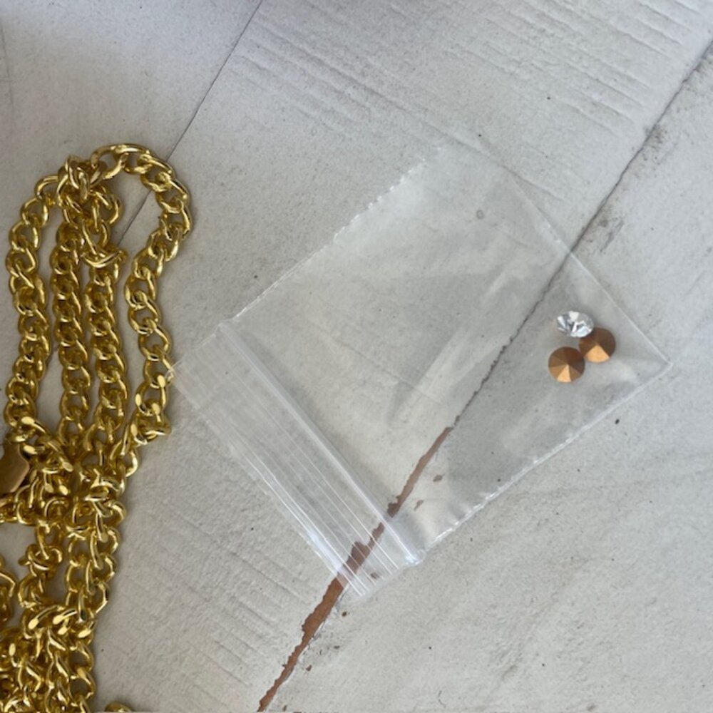 MENBUR GOLD CRYSTAL MESH CLUTCH SMALL SHOULDER BAG #12721-36 NWB - Picture 6 of 15